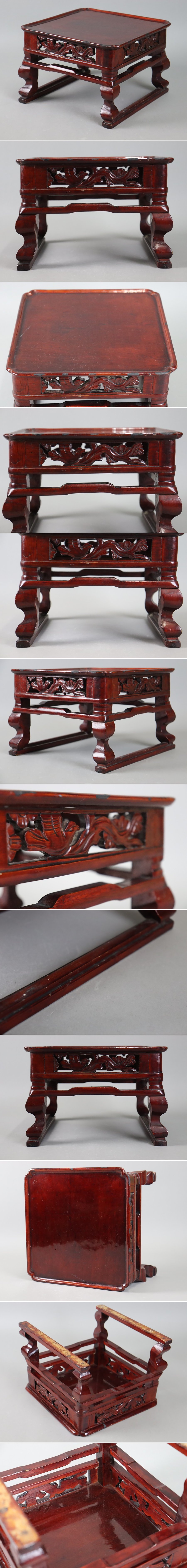 朝鮮美術 李朝時代 木造 李朝膳 正方 膳 幅29，8cm 四足膳 羅州盤 小盤